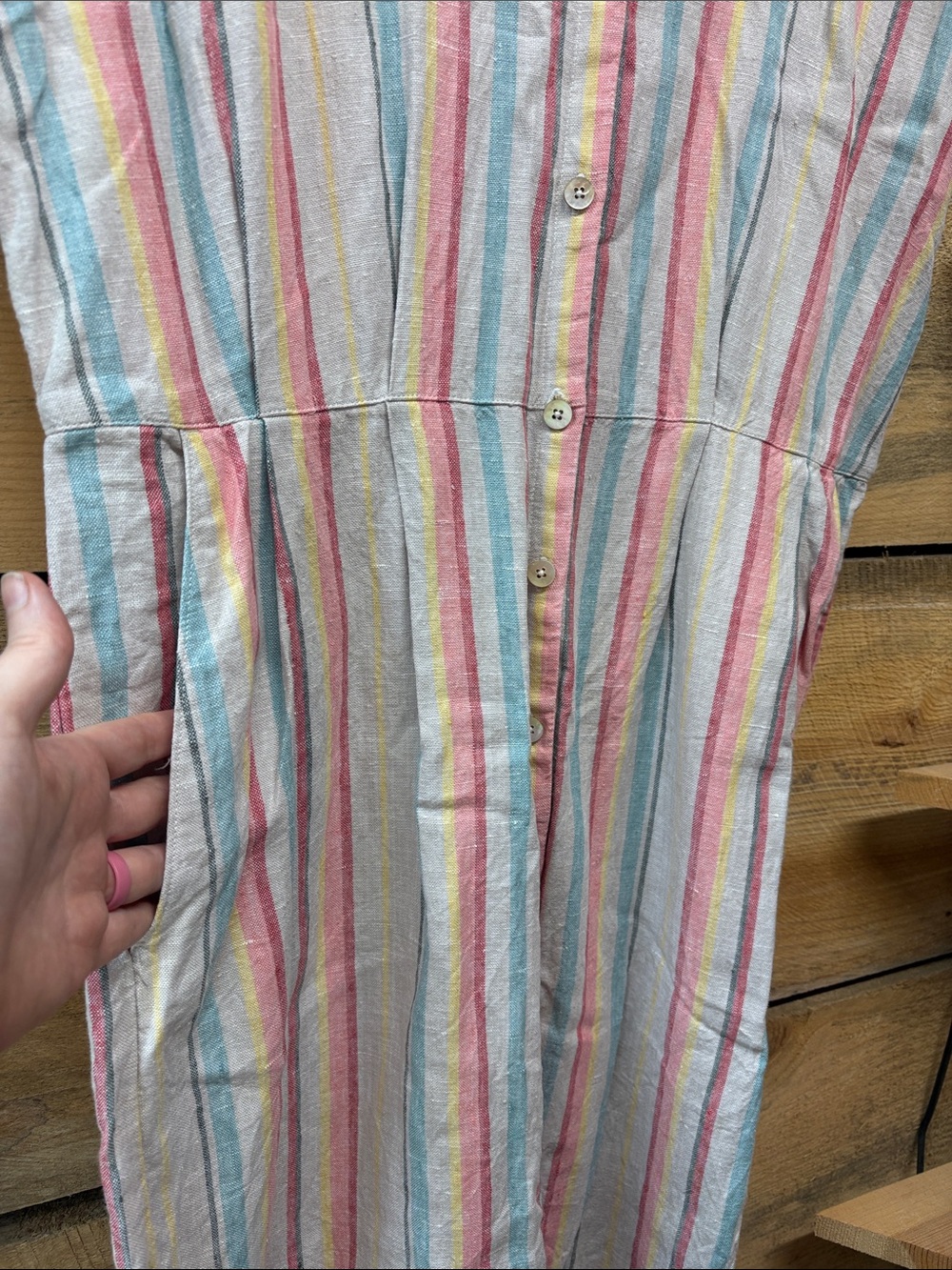 Garnet Hill Button Down Striped Midi Dress - Picture 4 of 7